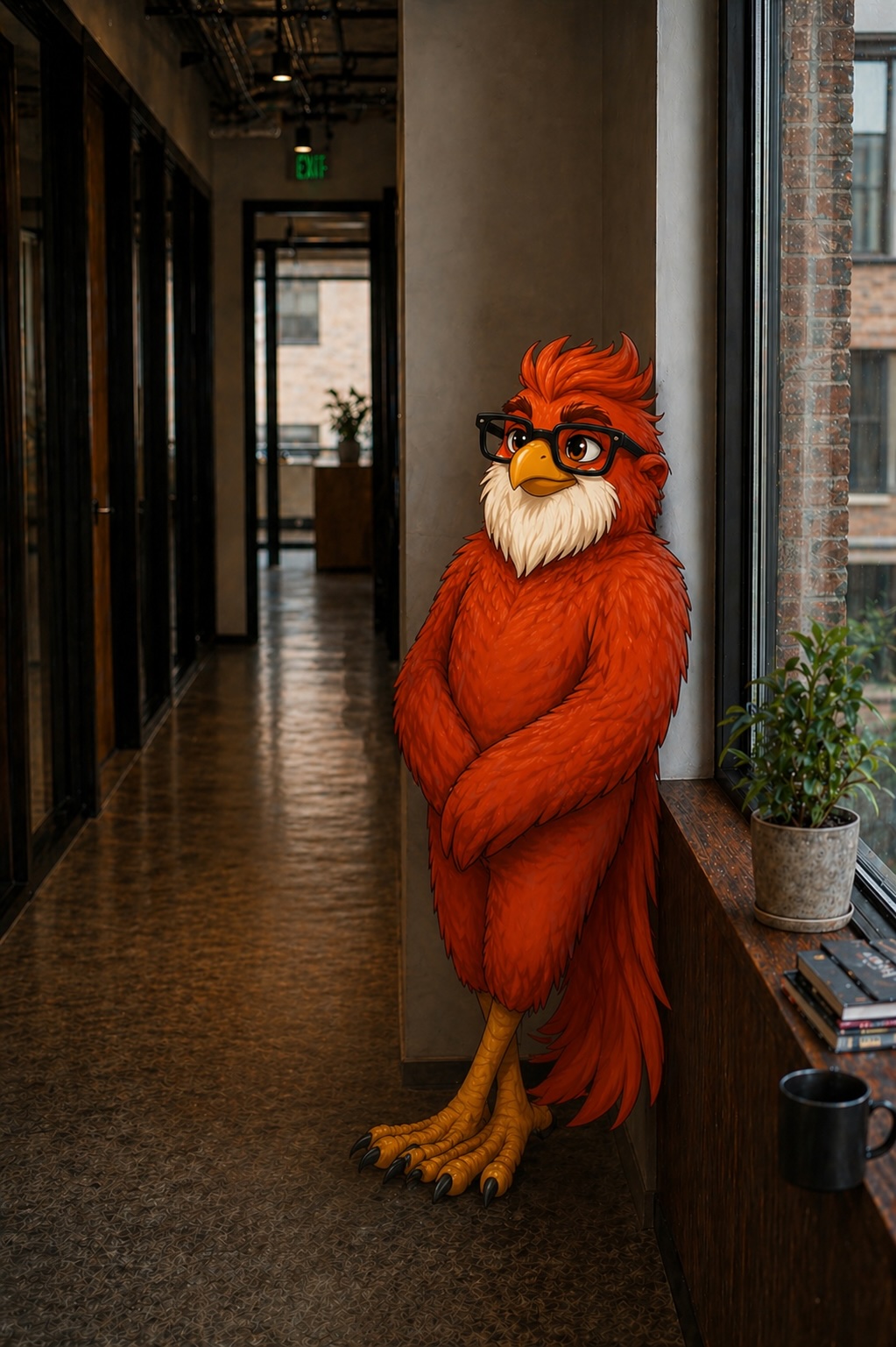 Archy in the hallway